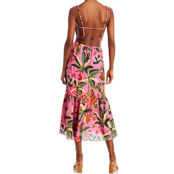 🐅 FARM RIO LEOPARD FOREST MIDI SUMMER DRESS XL GORGEOUS - Picture 3 of 9